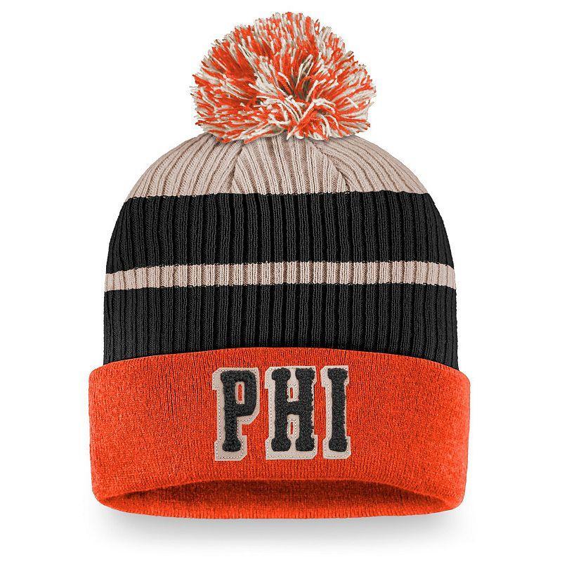 Mens Fanatics Branded Orange Philadelphia Flyers True Classics Cuffed Knit Hat with Pom Product Image