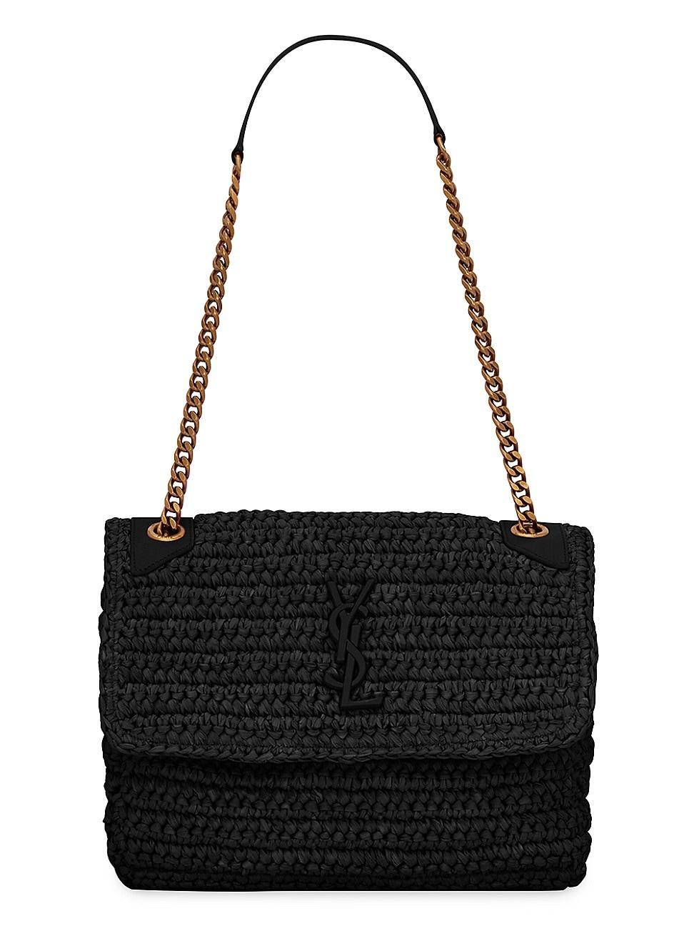 Womens Niki Medium Chain Bag in Raffia and Leather Product Image