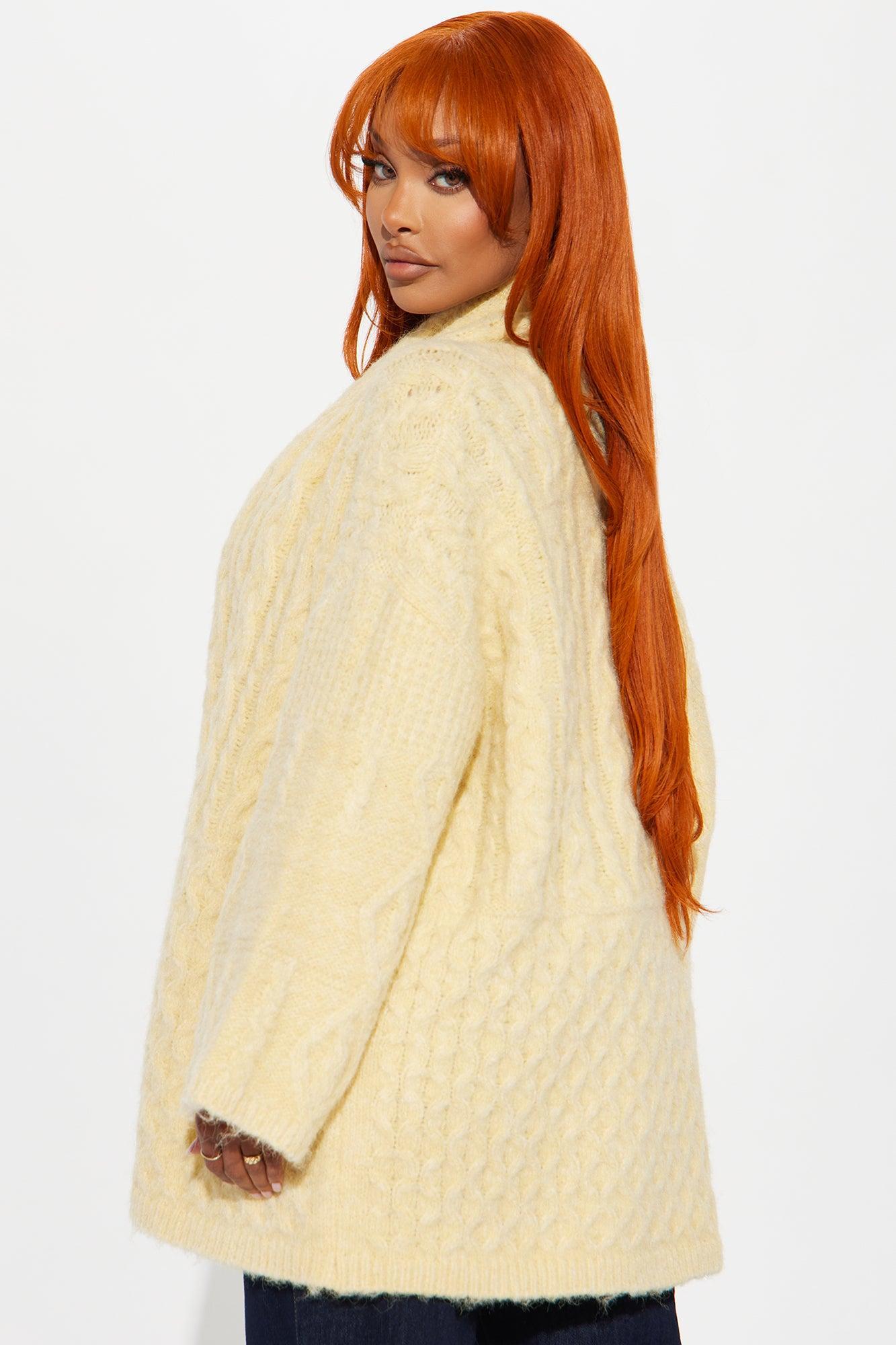 Fable Cable Knit Cardigan - Yellow Product Image