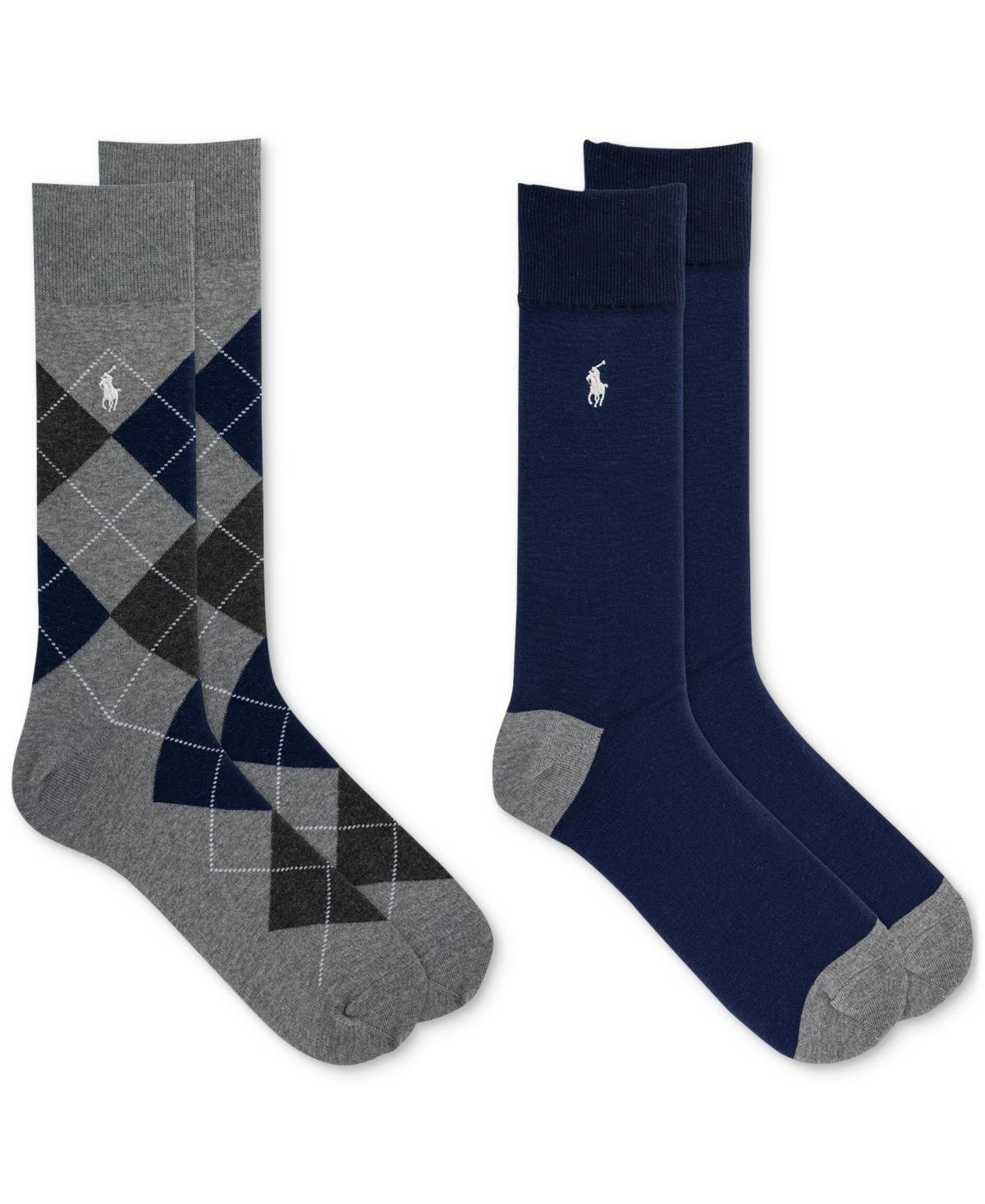 POLO RALPH LAUREN Men's Argyle Slack Socks, 2-pack In Navy Product Image