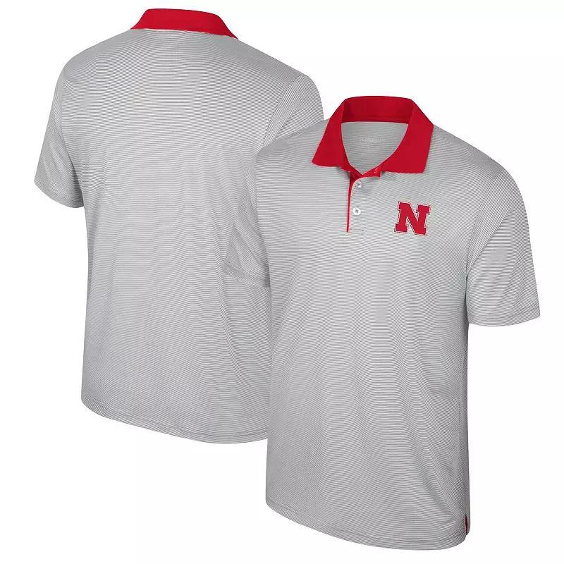 Mens Colosseum Gray Alabama Crimson Tide Big & Tall Tuck Striped Polo Product Image