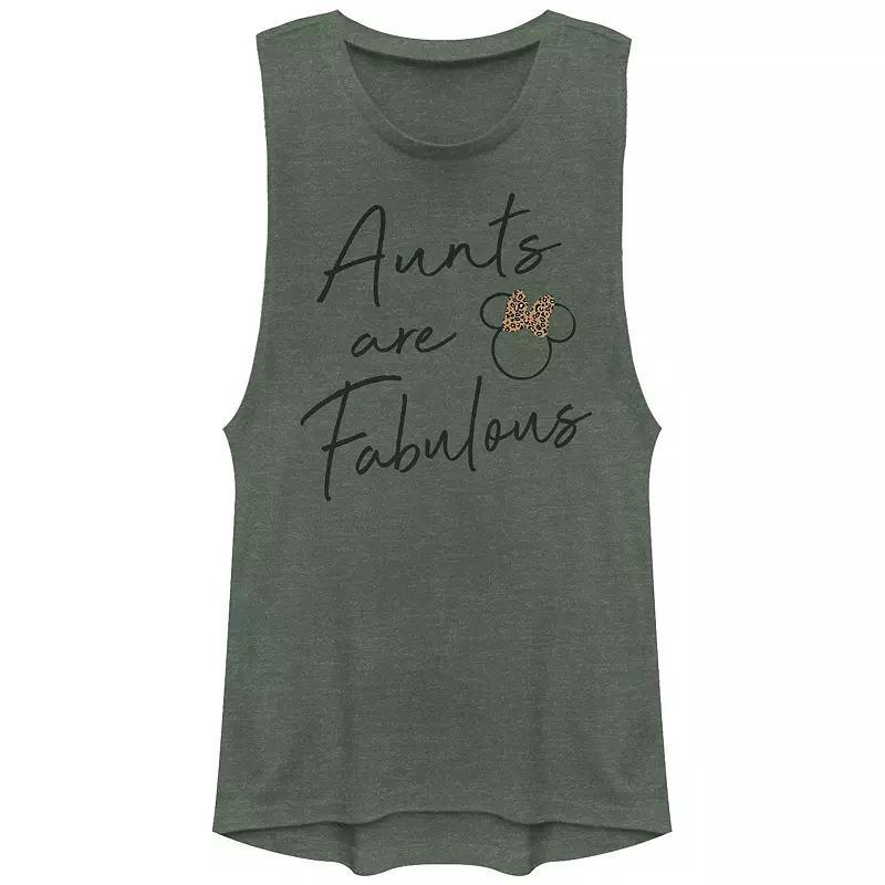 Disneys Mickey Mouse Juniors Aunts Are Fabulous Leopard Festival Muscle Graphic Tank, Womens Gold Grey Product Image