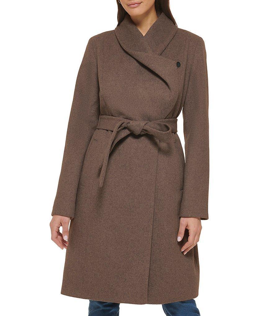 Cole Haan Signature Oversized Wing Collar Belted Wool Blend Wrap Coat product image