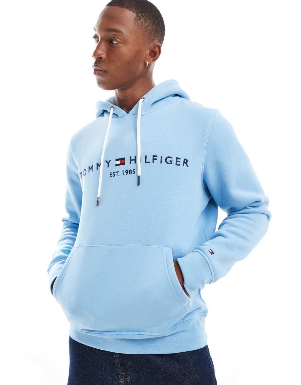 Tommy Hilfiger logo hoodie in blue Product Image