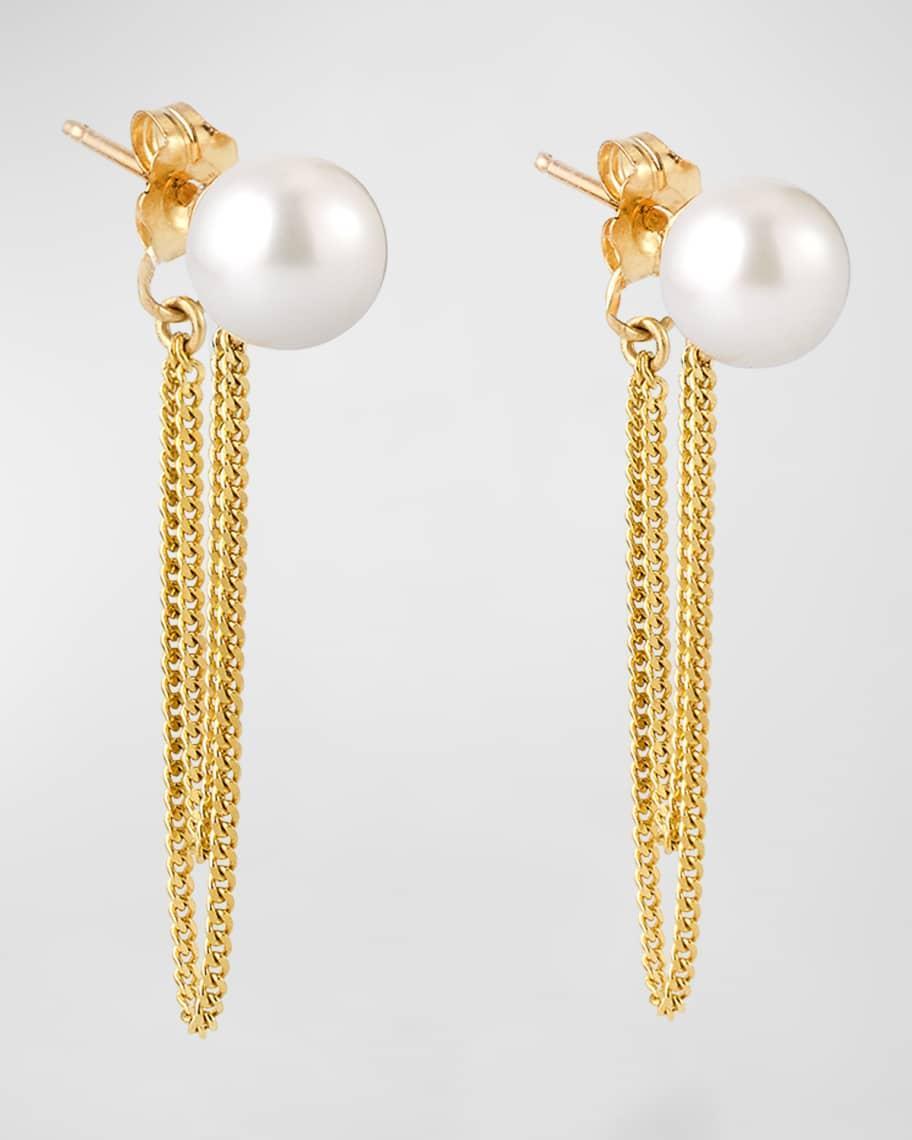 Double-Chain Wrap Around Pearl Earrings Product Image