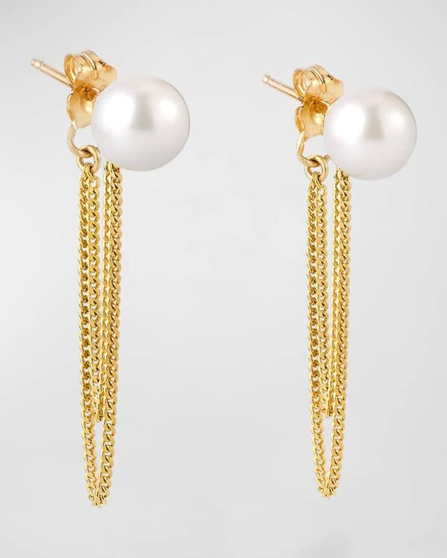 Double-Chain Wrap Around Pearl Earrings Product Image