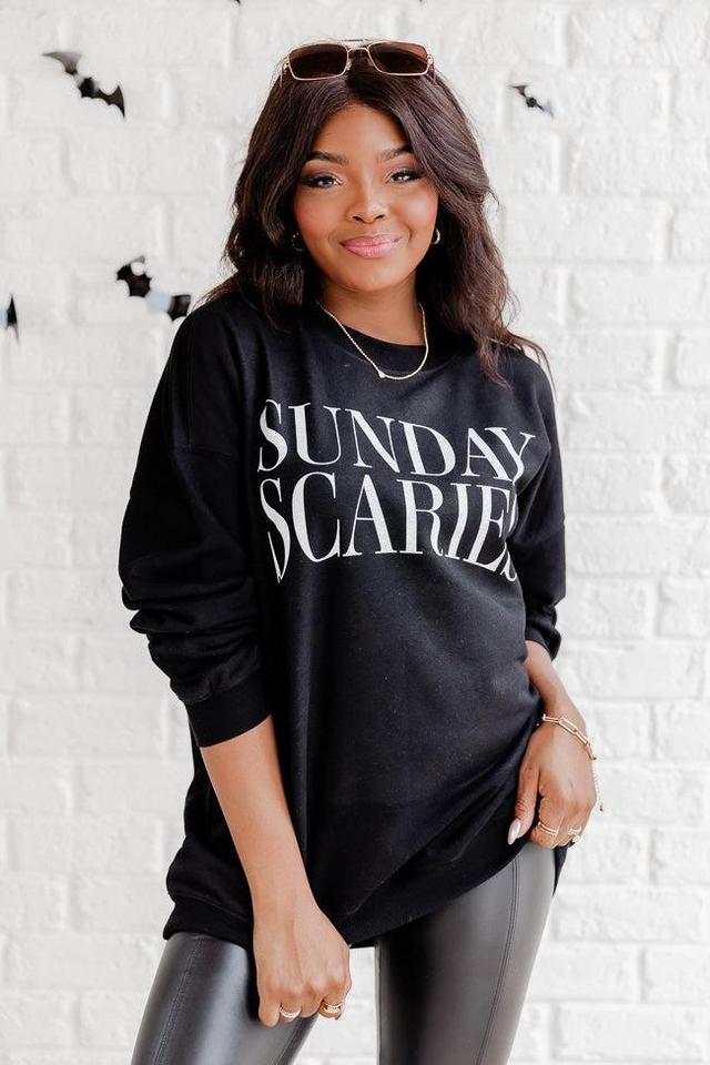 Sunday Scaries Black Oversized Graphic Sweatshirt Product Image