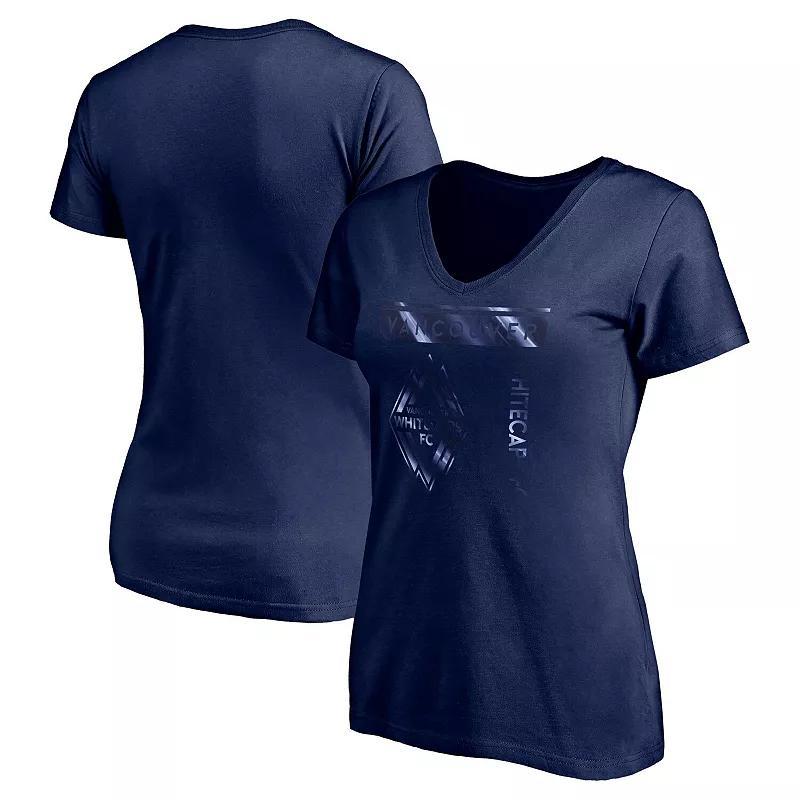 Womens Fanatics Branded Navy Vancouver Whitecaps FC Iconic Square V-Neck T-Shirt Vwc Blue Product Image