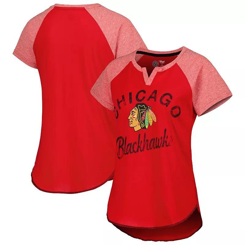 Womens Starter Chicago Blackhawks Grand Slam Raglan Notch Neck T-Shirt Product Image