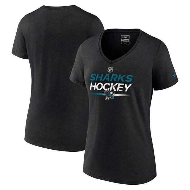 Womens Fanatics Branded Black San Jose Sharks Authentic Pro V-Neck T-Shirt Product Image