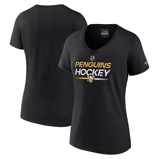 Womens Fanatics Branded Pittsburgh Penguins Authentic Pro V-Neck T-Shirt Product Image