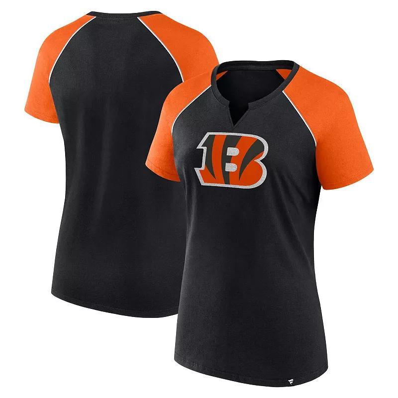 Womens Fanatics /Orange Cincinnati Bengals Glittered Primary Raglan T-Shirt Product Image