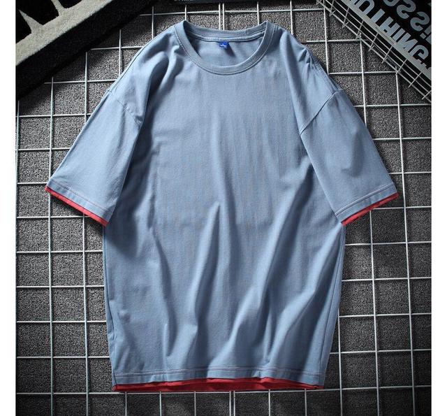 Short Sleeve Round Neck Mock Two Piece Tee Product Image