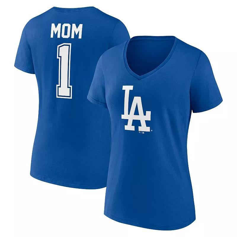 Womens Fanatics Branded Royal Los Angeles Dodgers Plus Size Mothers Day #1 Mom V-Neck T-Shirt Product Image