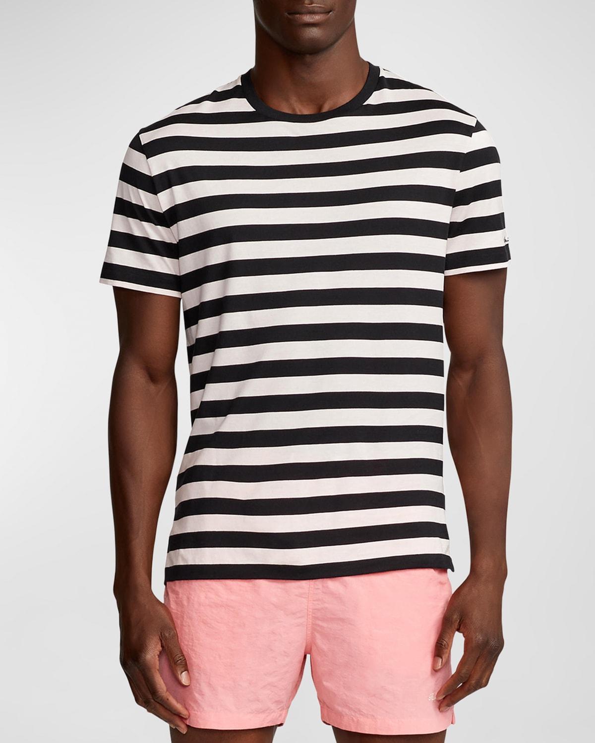 Mens Striped Lisle Crew T-Shirt Product Image