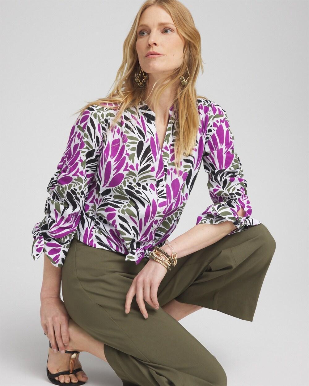 Ruched Sleeve Floral Blouse Product Image