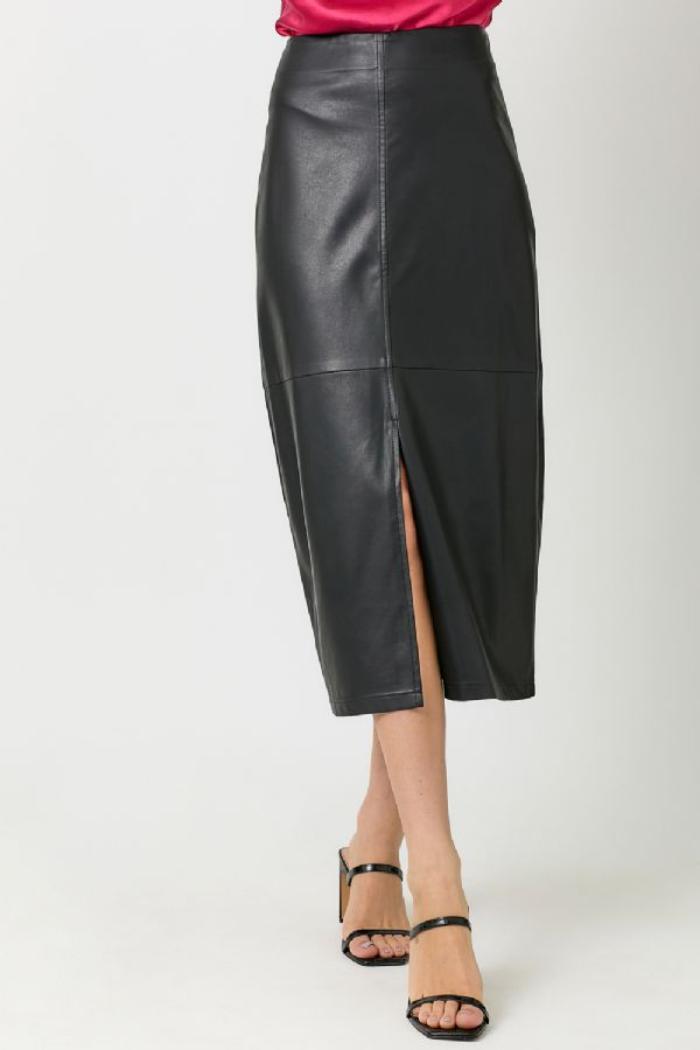 LEATHER MIDI SKIRT product image