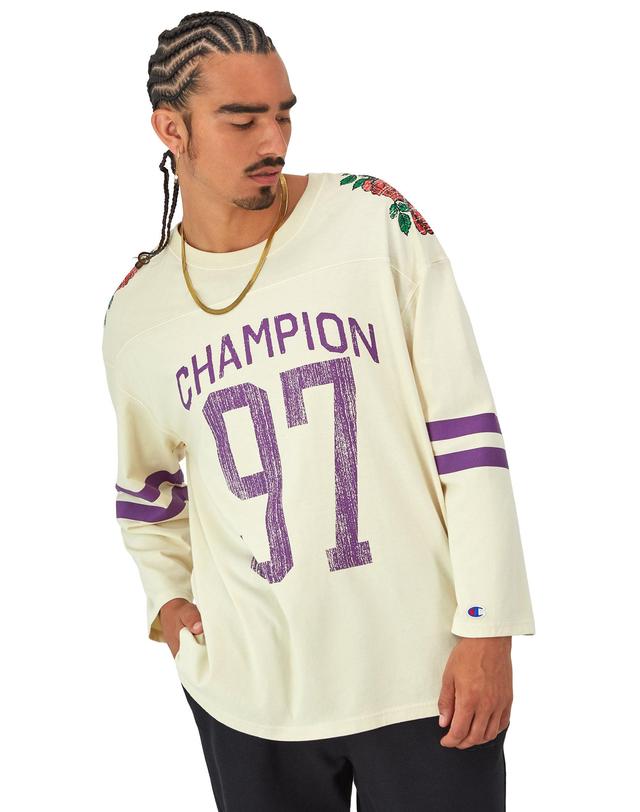 Mens Champion Halftime Crewneck T-Shirt Sun Dye Natural 2XL Product Image