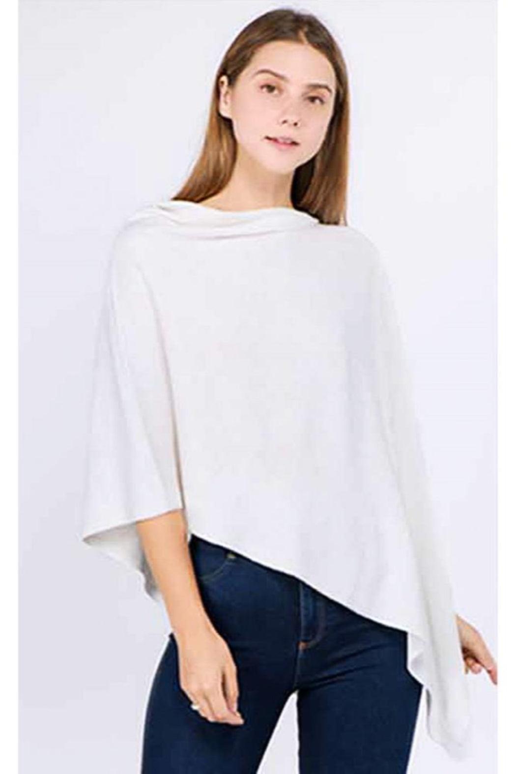 CHIC STYLISH CHENILLE SOLID COLOR PONCHO Product Image