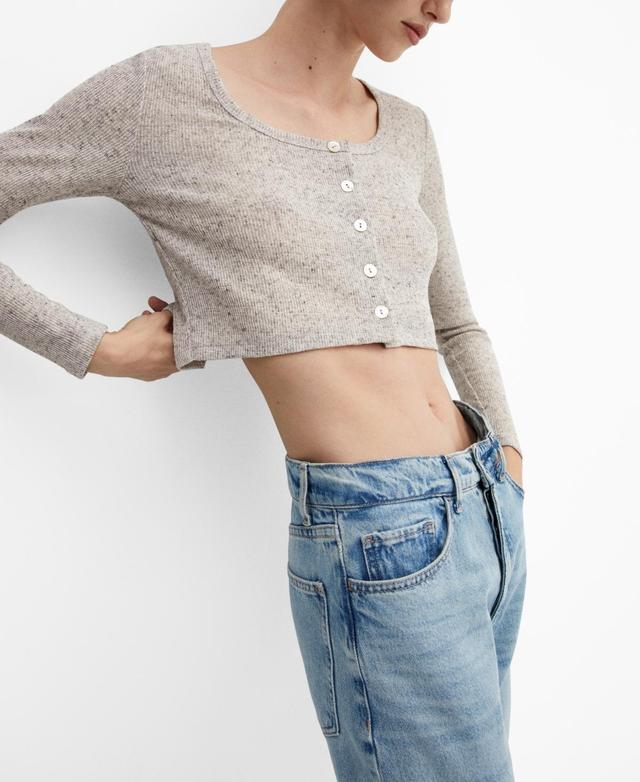 MANGO - Knitted cropped cardigan medium heather greyWomen Product Image