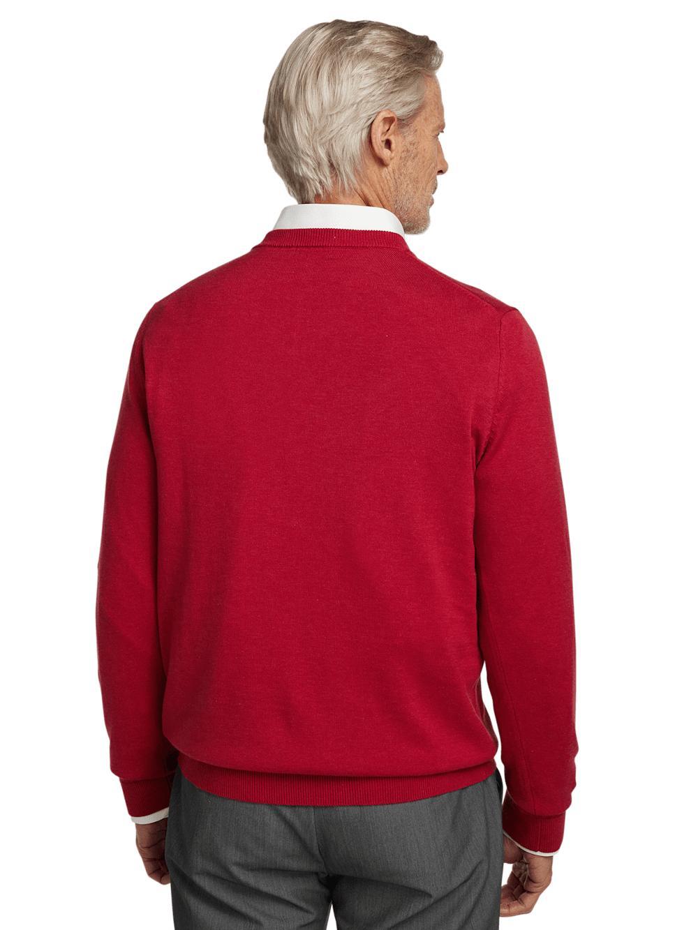 Supima Cotton V-neck Sweater - Red Product Image