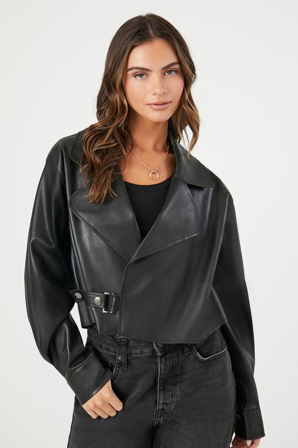 Cropped Faux Leather Jacket | Forever 21 Product Image