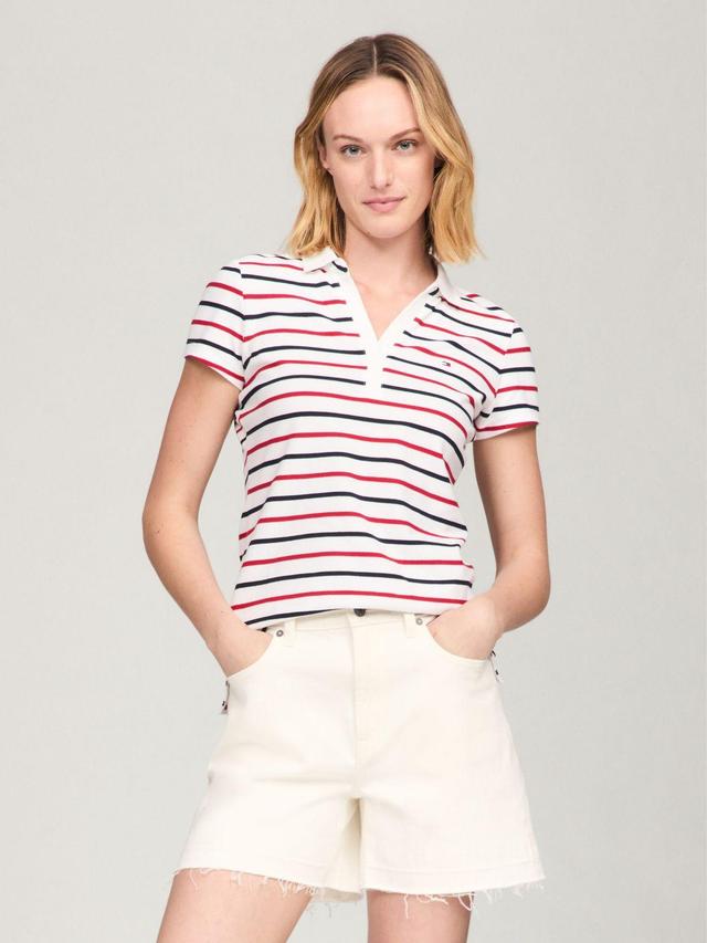 Tommy Hilfiger Women's Stripe Split-Neck Polo Product Image