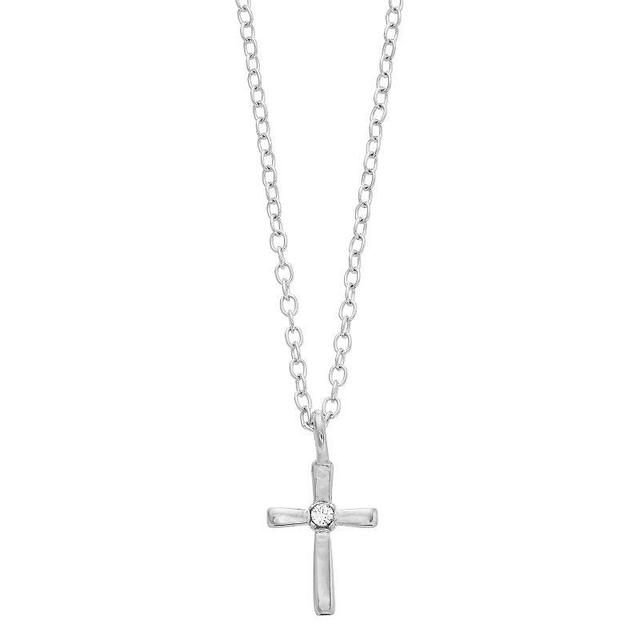 FAO Schwarz Sterling Silver Cross Pendant Necklace, Womens Product Image