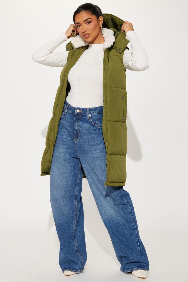 Leslie Puffer Vest - Olive Product Image