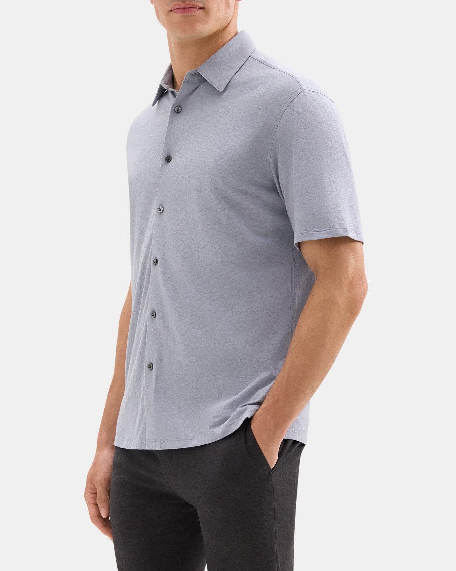 Standard-Fit Short-Sleeve Shirt in Slub Cotton Product Image