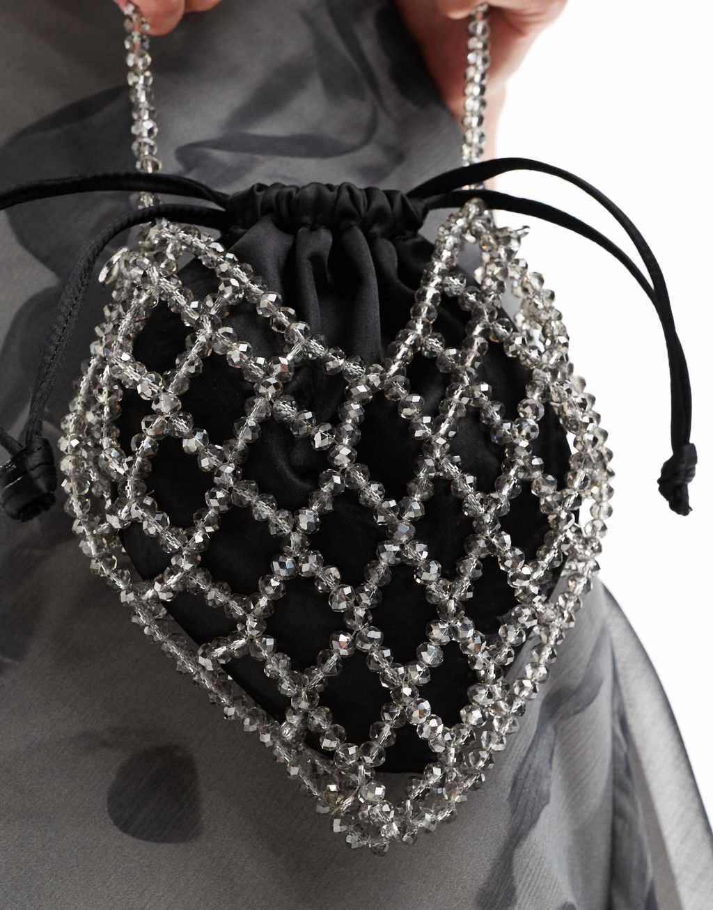 True Decadence pouch bag with chain detail in black Product Image