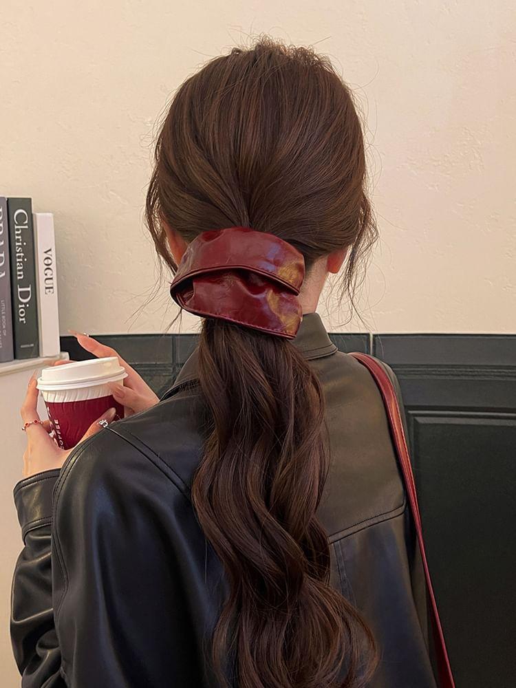 Plain Faux Leather Scrunchie Product Image