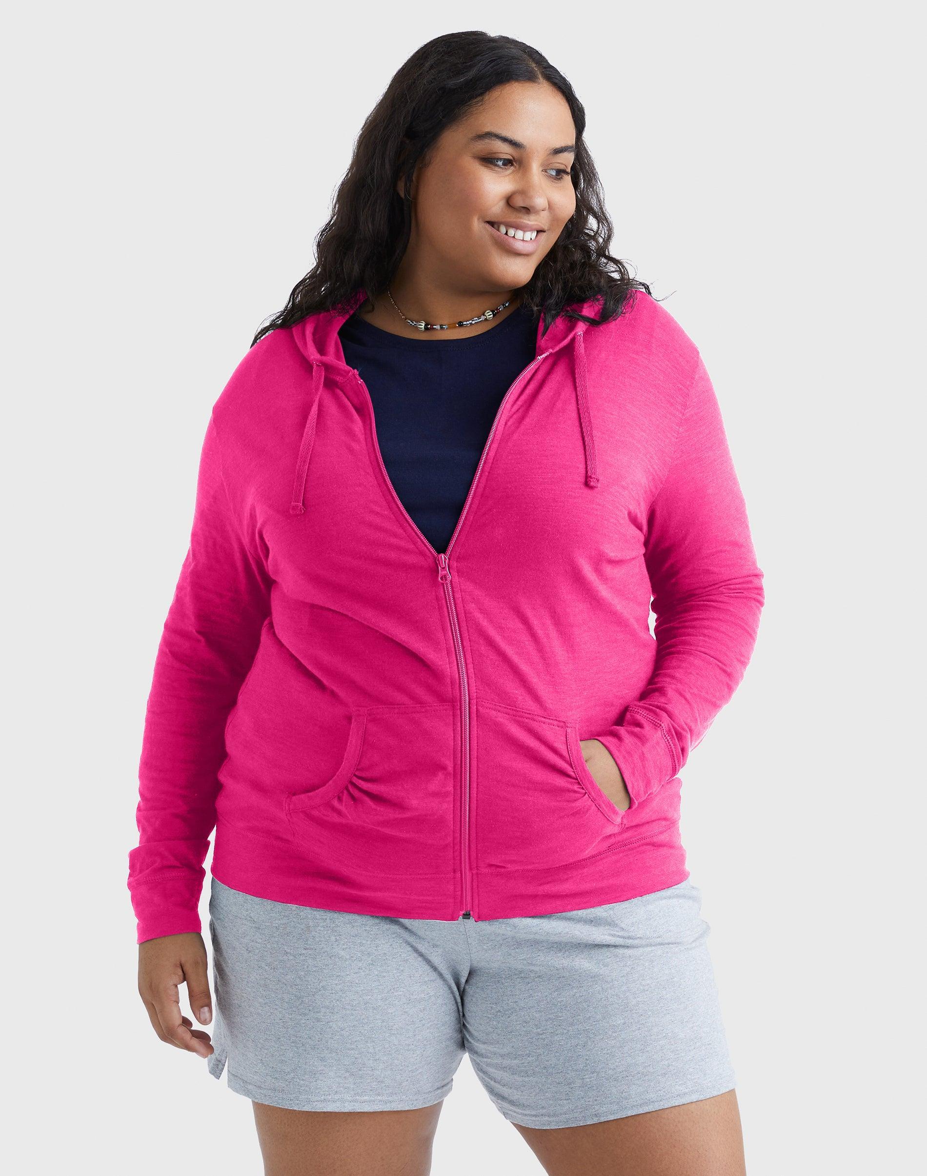 Hanes Just My Size Womens Full-Zip Slub Hoodie (Plus ) Dada Grey Heather 5X Product Image