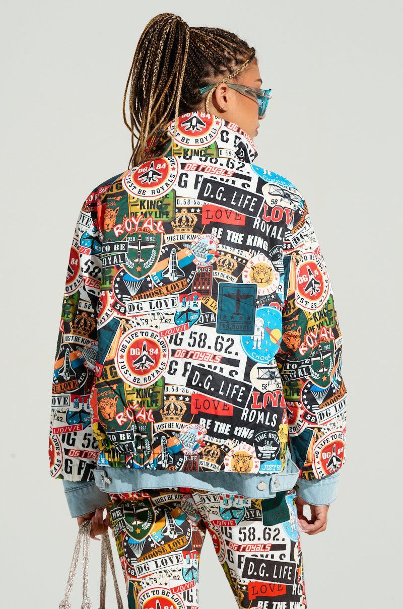 RED LIGHT LAYERED GRAPHIC BOMBER Product Image