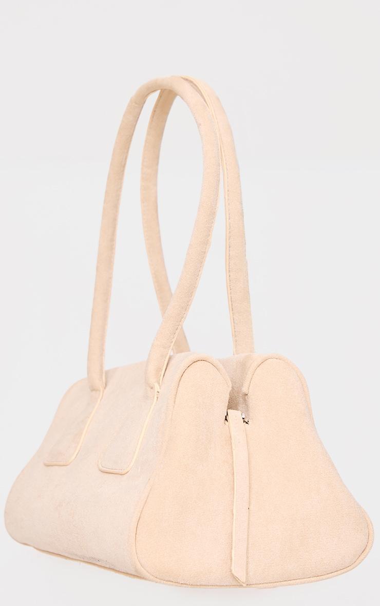 Cream Faux Suede Bowler Bag Product Image