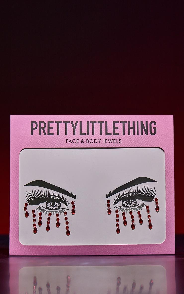 PRETTYLITTLETHING Dripping Red Crystal Face Gems Product Image