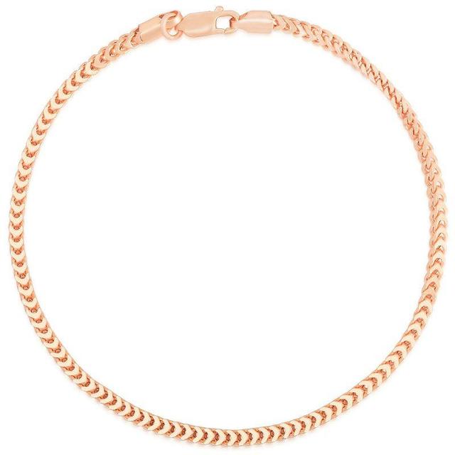 Sunkissed Sterling 14k Gold Over Silver Squared Wheat Chain Anklet, Womens Pink Product Image