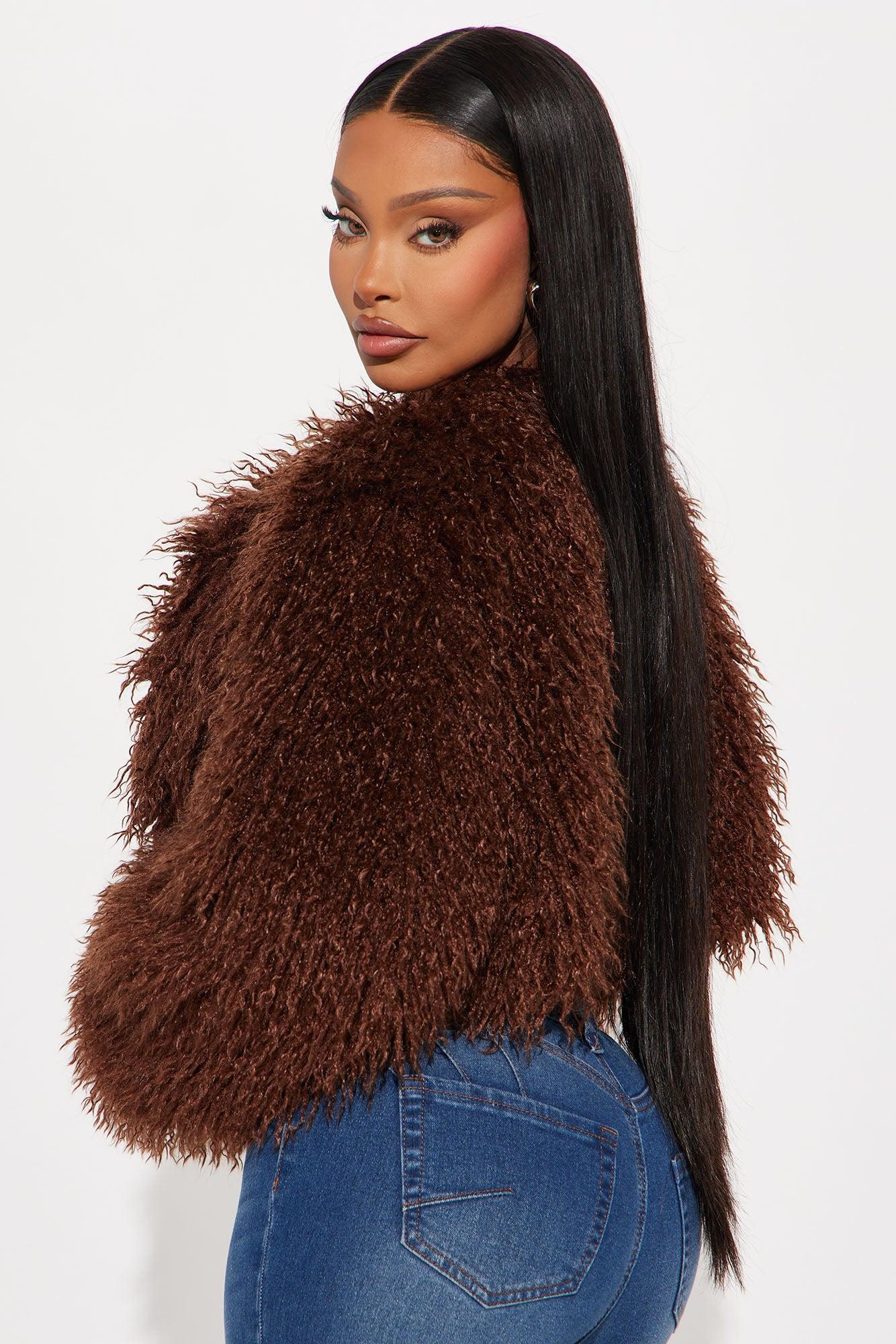 Sydney Faux Fur Coat - Brown Product Image