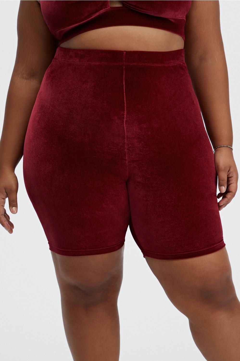 Fabletics High Waisted Velour Bike Short 9 Womens red Size XS product image