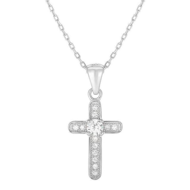 Sunkissed Sterling Cubic Zirconia Cross Pendant Necklace, Womens, Silver Product Image