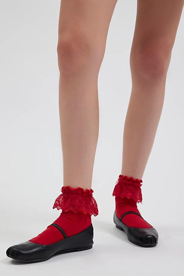 Ruffle Ribbed Crew Sock Womens at Urban Outfitters Product Image