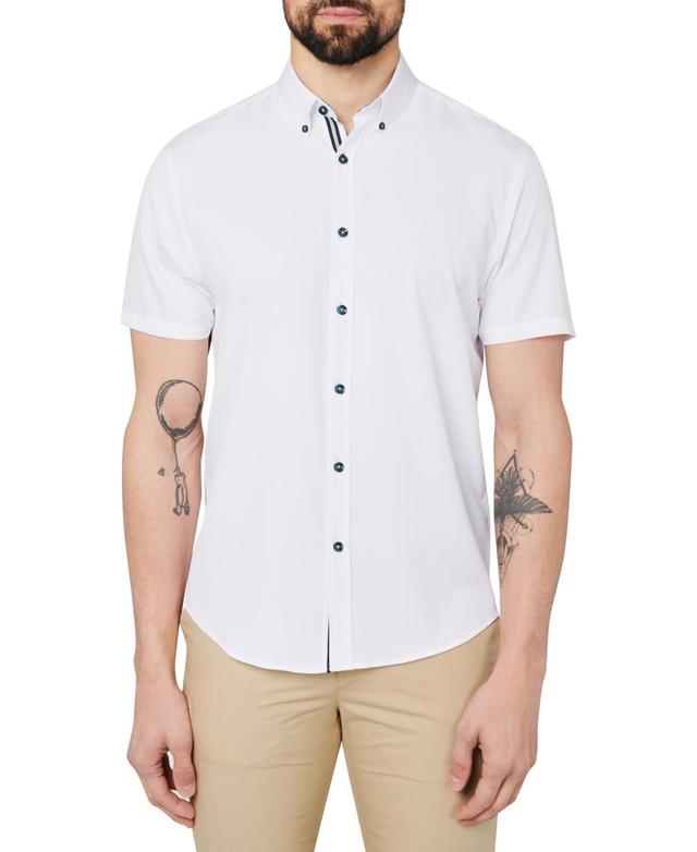 Society of Threads Mens Slim-Fit White Button-Down Performance Shirt Product Image