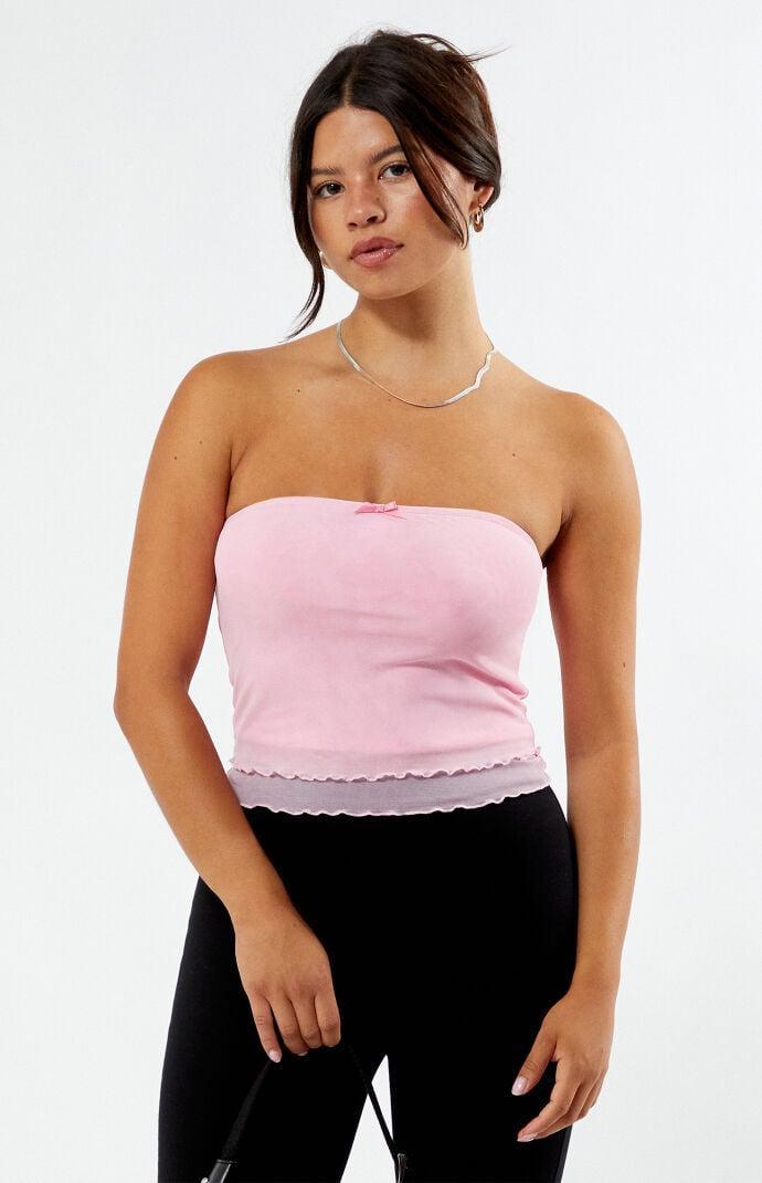 Women's Bow Mesh Tube Top Product Image