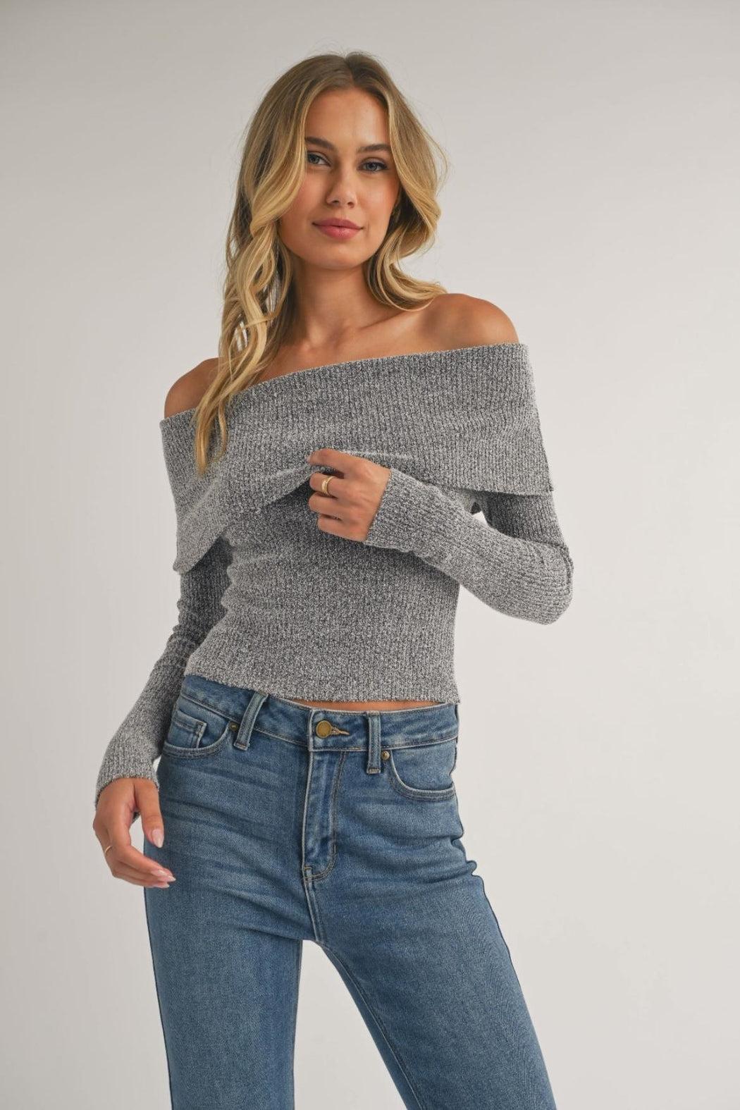 Off-Shoulder Sweater Top Product Image