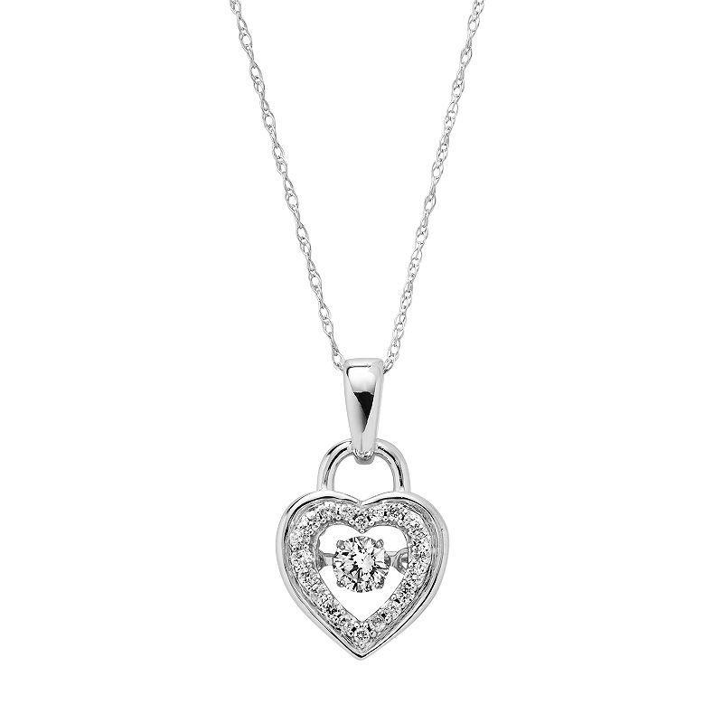 Boston Bay Diamonds 10k White Gold 1/4 Carat T.W. Diamond Floating Stone Heart Pendant, Womens 10k Whgold Product Image