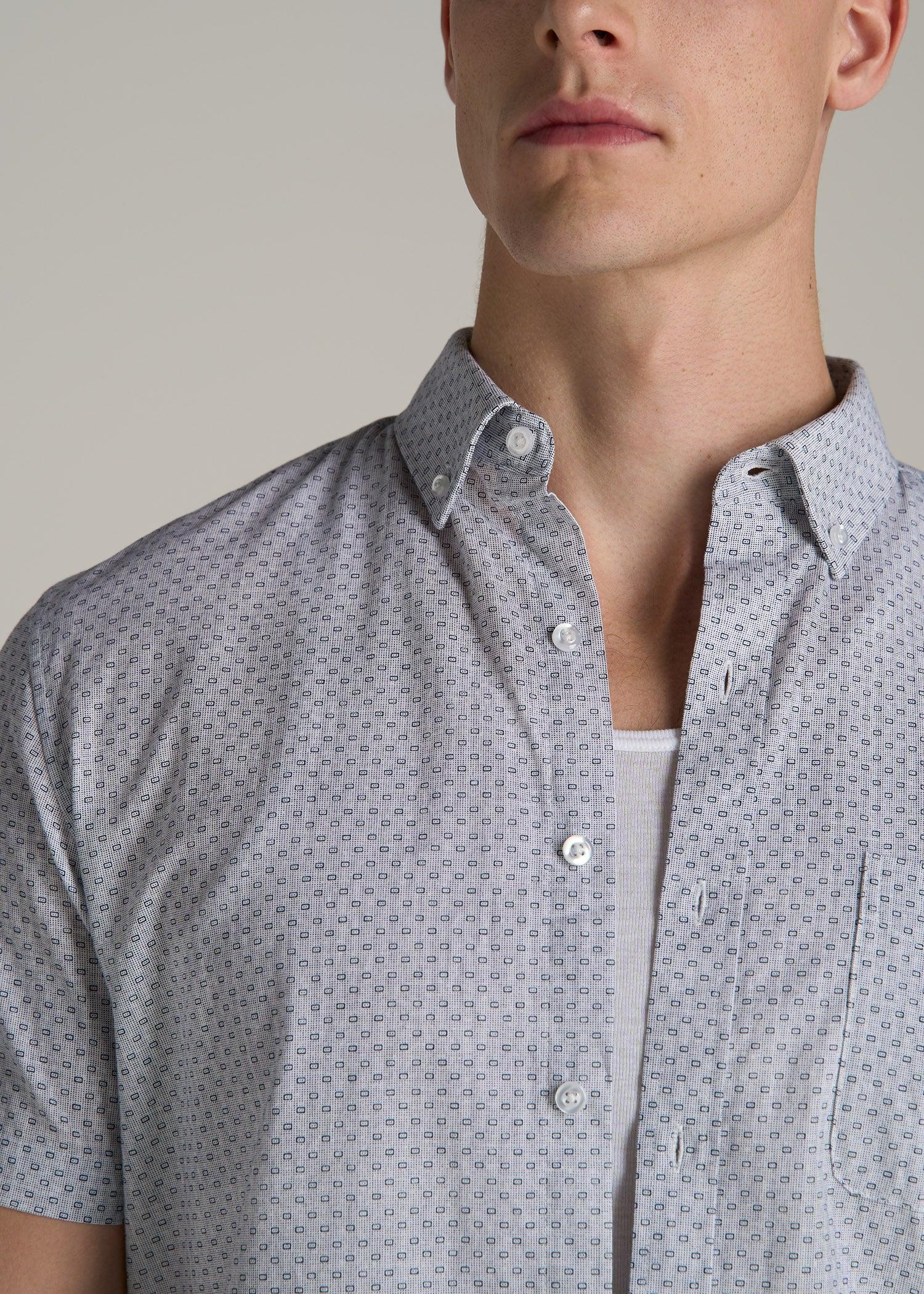 Short Sleeve Shirt for Tall Men in Navy Pindot Product Image