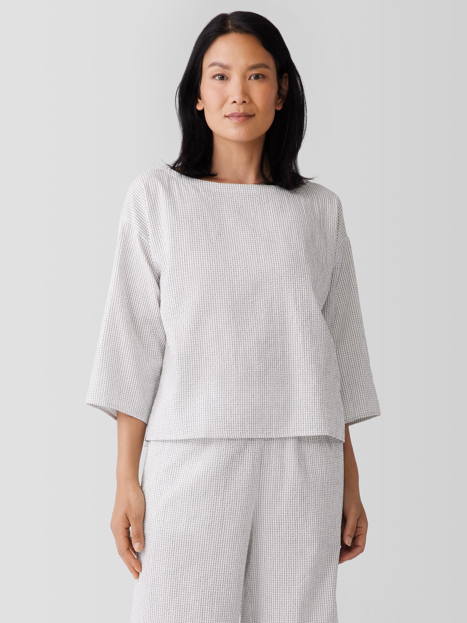 EILEEN FISHER Organic Cotton Ripple Box-Topfemale Product Image