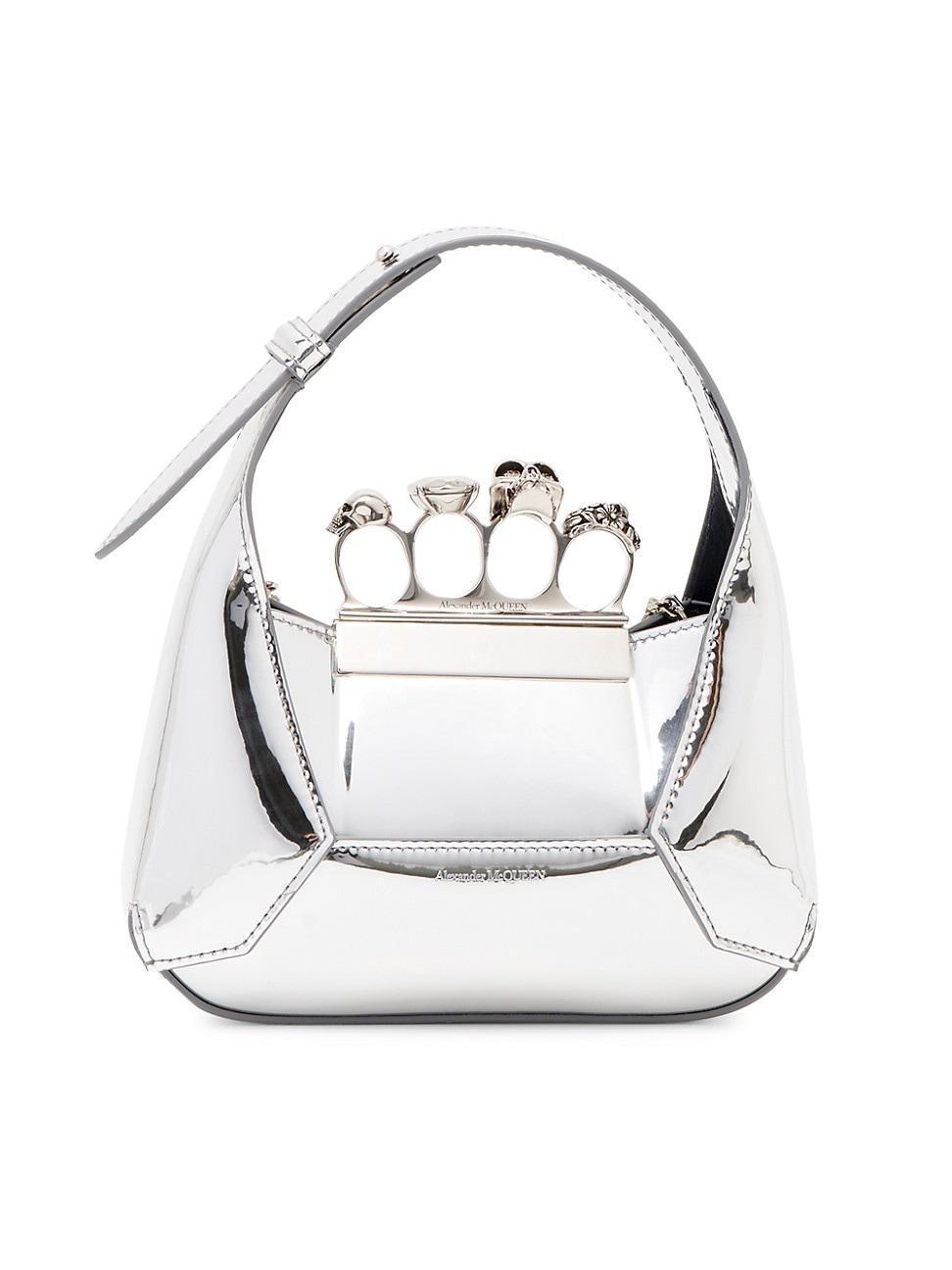 Alexander McQueen Mini Jewelled Metallic Faux Leather Hobo Product Image