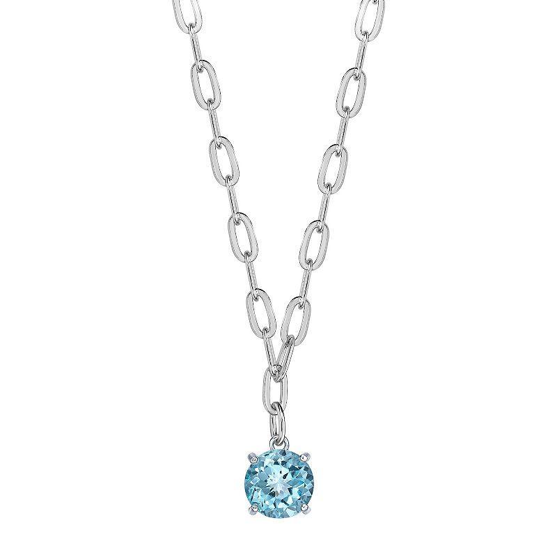 Gemminded Sterling Silver Blue Topaz Pendant Necklace, Womens Product Image