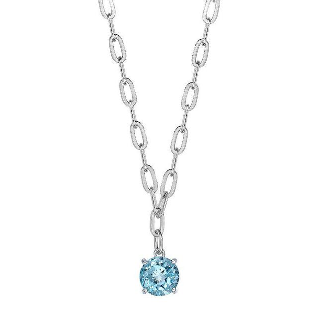 Gemminded Sterling Silver Blue Topaz Pendant Necklace, Womens Product Image